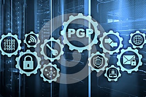 PGP. Pretty Good Privacy. Technology Encryption and Security concept