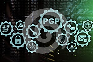 PGP. Pretty Good Privacy. Technology Encryption and Security concept