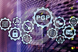 PGP. Pretty Good Privacy. Technology Encryption and Security concept