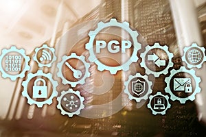 PGP. Pretty Good Privacy. Technology Encryption and Security concept.