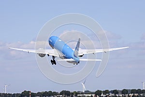 PH-BQM Boeing 777-200 KLM Asia departing from Amsterdam Schiphol Airport at Polderbaan