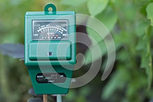 Ph meter, wet and luminosity sensor modern gardening and farming concept