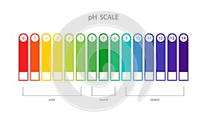 PH Scale. Acidic and alkaline measure. Scale indicator for litmus paper test. Vector illustration isolated on white photo