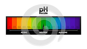 PH scale meter for acidic and alkaline solutions. Acid-base balance scale. Chemical test. Vector illustration.