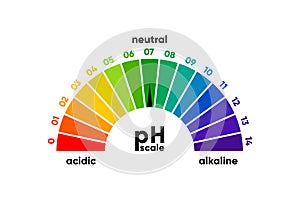 PH scale meter for acidic and alkaline solutions. Acid-base balance scale. Chemical test. Vector illustration.