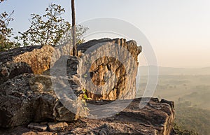 Pha Hua Rue Rock Cliff Mountain Hill Phayao Attractions Thailand with Warm Sun Left Wide