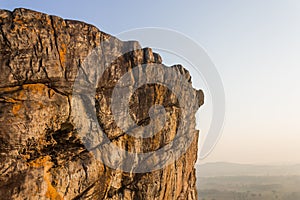 Pha Hua Rue Rock Cliff Mountain Hill Phayao Attractions Thailand with Warm Sun Side Zoom