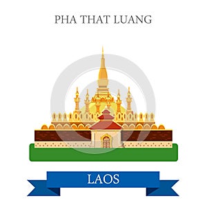 Pha That Luang in Laos vector flat attraction landmarks