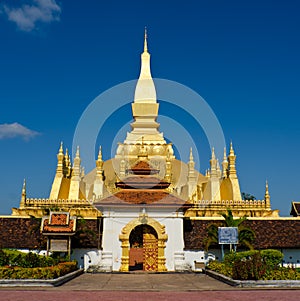 Pha That Luang stupa in Vientiane, Laos.