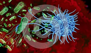 Phagocyte Attacking Bacteria