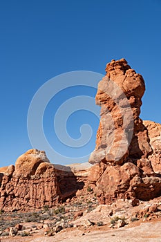 The Phallus Pillar stone structure of Arches National Park in Utah