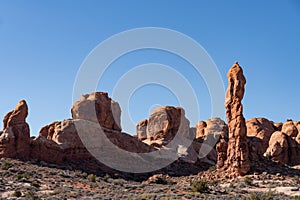 The Phallus Pillar stone structure of Arches National Park in Utah