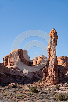 The Phallus Pillar stone structure of Arches National Park in Utah