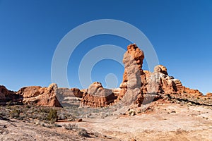 The Phallus Pillar stone structure of Arches National Park in Utah