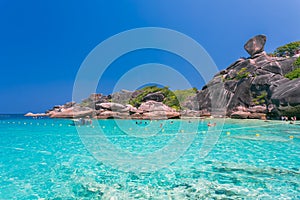 Phang Nga/Thailand - 17.03.2019 Beautiful view with blue sky and clouds on Similan island in high season