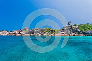 Phang Nga/Thailand - 17.03.2019 Beautiful view with blue sky and clouds on Similan island in high season