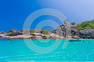 Phang Nga/Thailand - 17.03.2019 Beautiful view with blue sky and clouds on Similan island in high season