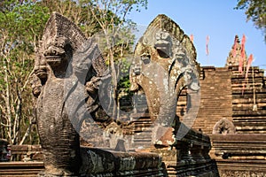 Five headed snakes of the Phanom Rung temple around Nang Rong, Buriram, Thailand. photo