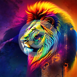 Phantasmal abstract spatter lion head portrait