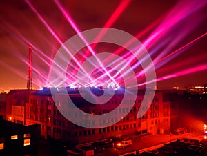 Phantastic red and Red colored lasershow.Generative AI