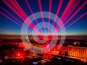 Phantastic red and Red colored lasershow.Generative AI