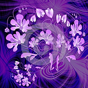 Phantasy purple composition with flower on fractal background