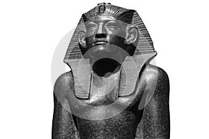 Pharaoh Egyptian gods dead religion symbol stone statue isolated on white. Stone pharaoh tutankhamen mask on white