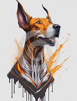 Pharaoh Hound Dog white background Splash Art 1