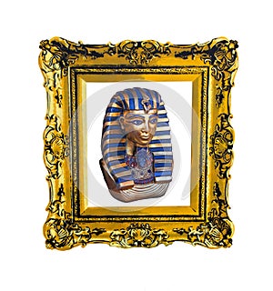 Pharaoh king tut tutankhamun gold treasure picture frame wall egyptian egypt mask pyramid rococo georgian renaissance old retro photo
