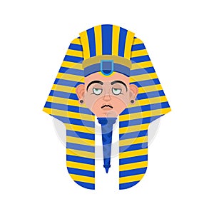 Pharaoh sad emoji. Rulers of ancient Egypt sorrowful emotions avatar. Vector illustration