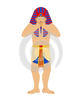 Pharaoh scared OMG. Rulers of ancient Egypt Oh my God. Vector illustration