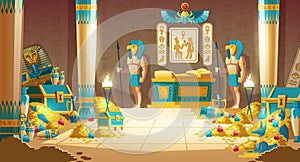 Pharaoh tomb full of treasures cartoon vector