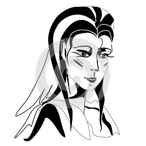 Pharaoh. Woman face for decor and business. Illustration, presentation, book, magazine, booklet, poster, calendar