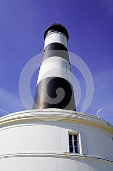 Phare de Chassiron in Island D`Oleron in French Charente with striped lighthouse in France