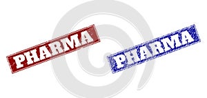 PHARMA Blue and Red Rectangle Watermarks with Distress Styles