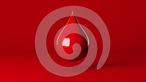 Pharma red drop or blood drop isolated on red background