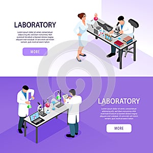 Pharmaceutic Laboratory Banners Set