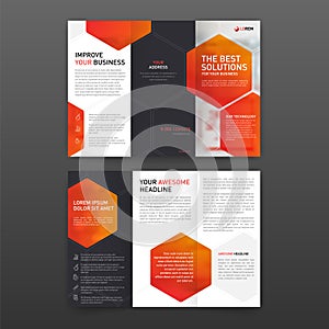 Pharmaceutical brochure tri fold template Layout with icons set.