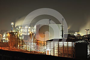 Pharmaceutical and chemical plant by night