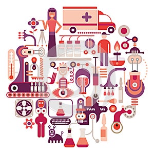 Pharmaceutical factory - vector illustration