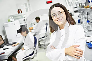 Pharmaceutical female staff worker in uniform