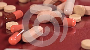 Pharmaceutical industry drugs pills vitamins slow motion