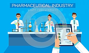 Pharmaceutical Industry Staff Recruitment Vector.