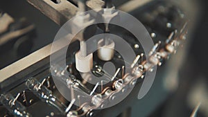 Pharmaceutical machine. Automated quality control equipment. Shaping pharmaceutical ampules for medicine drugs, pills and liquids.