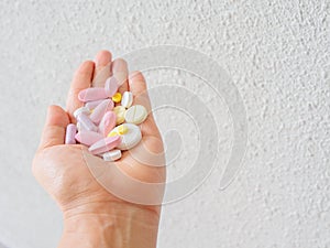 Pharmaceutical medicament, cure in container for health. Antibiotic, painkiller closeup.