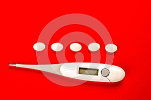 Pharmaceutical products of digital thermometer and pills