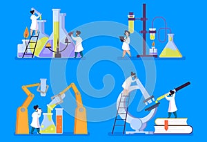 Pharmaceutical research set. Scientist making clinical test