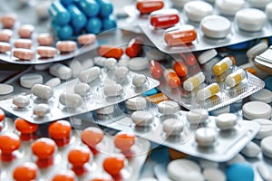 pharmaceuticals antibiotics pills medicine on background