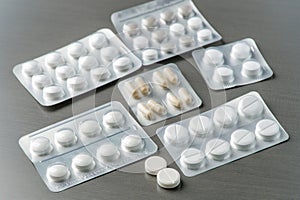 pharmaceuticals antibiotics pills medicine on background