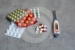 Pharmaceuticals antibiotics pills medicine. Colorful antibacterials pills.